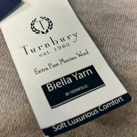 NWT Turnbury Extra Fine Merino Wool Tan Sweater Vest S Biella Yarn Super Soft - Picture 8 of 14